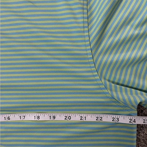 Peter Millar Men’s SZ L Blue Green Stripe Summer Comfort Polo Golf Shirt - Picture 5 of 8